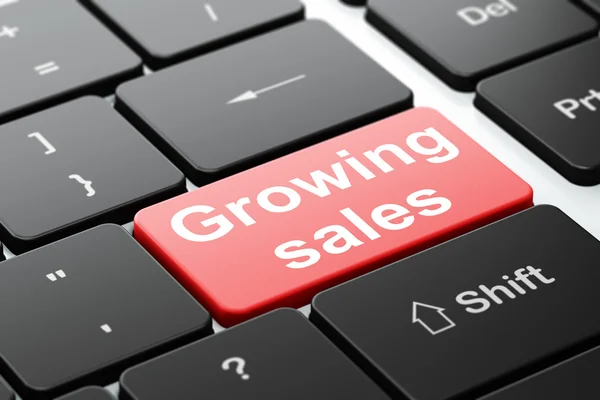财务理念： 计算机键盘背景上的销售增长 — 图库照片