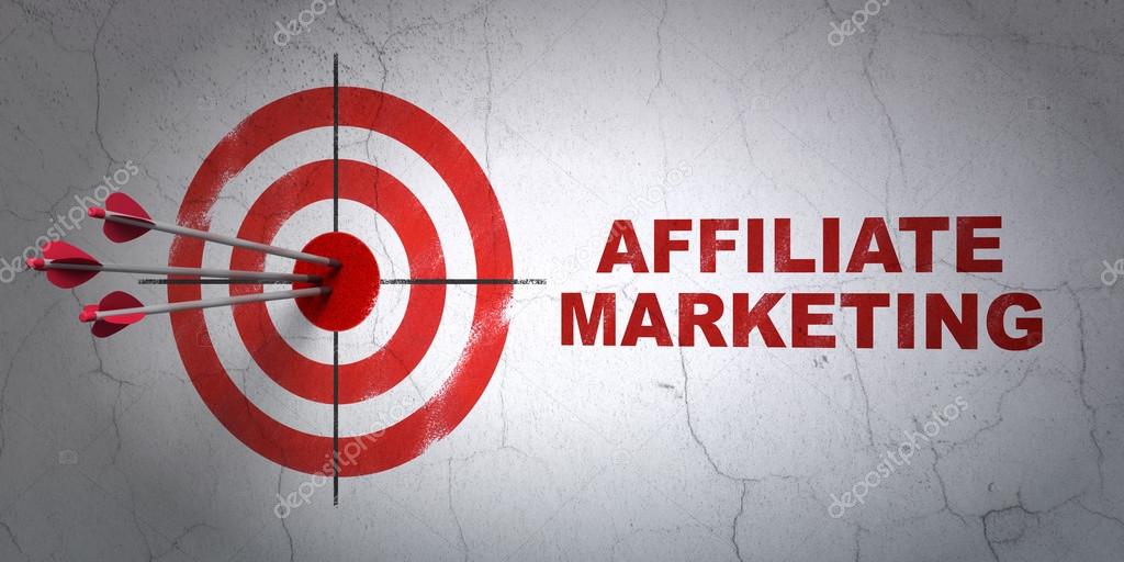 Finance concept: target and Affiliate Marketing on wall background