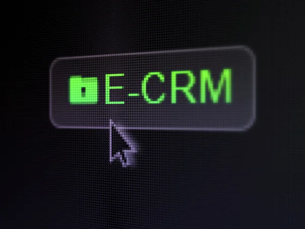 Concetto di finanza: E-CRM e cartella con buco della serratura sul digitale — Foto Stock