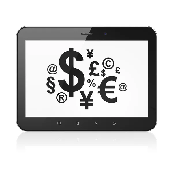 Conceito de notícias: Financiar Símbolo no computador tablet pc — Fotografia de Stock