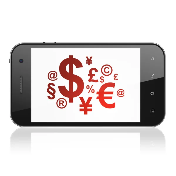 Nachrichtenkonzept: Finanzsymbol auf dem Smartphone — Stockfoto