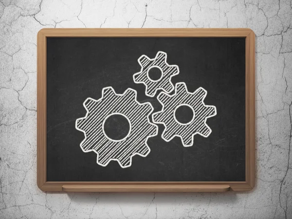 Data concept: Gears on chalkboard background — Stock Photo, Image