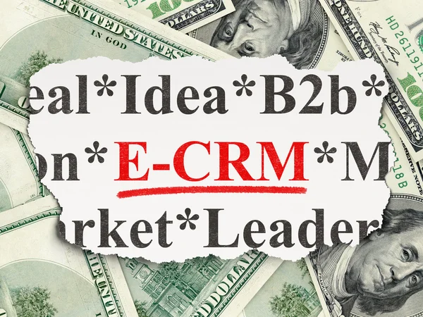 Концепция бизнеса: E-CRM on Money background — стоковое фото