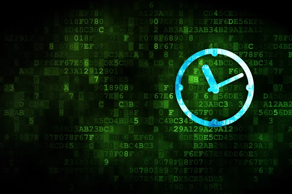 Concetto di tempo: Orologio su sfondo digitale — Foto Stock