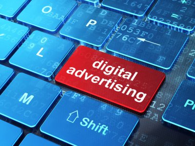 Marketing concept: Digital Advertising on computer keyboard background