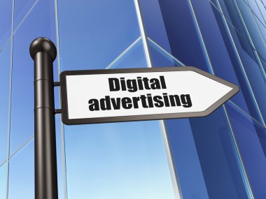 reklam kavramı: oturum arka bina üzerinde dijital reklam