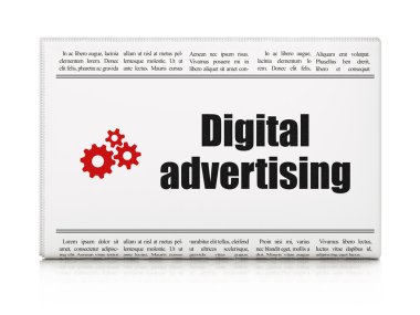 reklam kavramı: dijital reklam ve dişli ile gazete