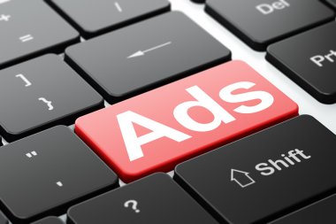pazarlama kavramı: reklamlar bilgisayarda klavye arka plan