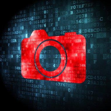 tatil kavramı: dijital arka plan üzerinde fotoğraf makinesi