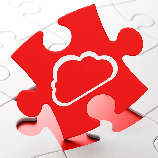 Cloud netwerken concept: wolk op puzzel achtergrond — Stockfoto