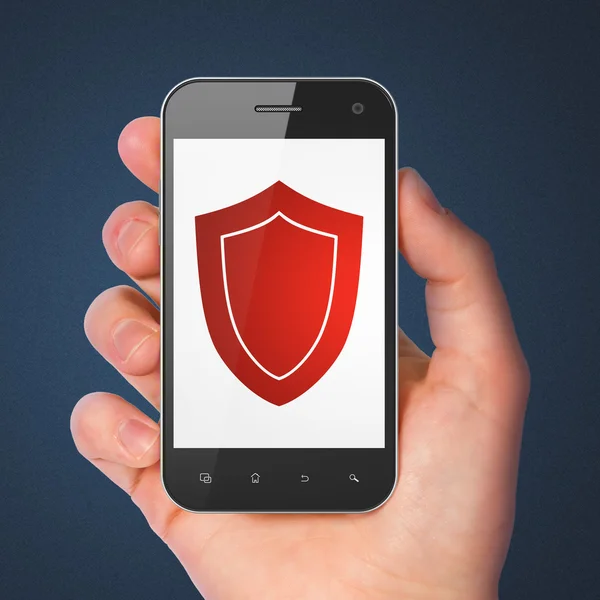 Conceito de privacidade: Escudo no smartphone — Fotografia de Stock