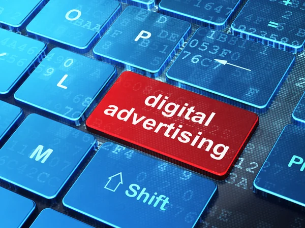 Marketingconcept: digitale reclame op computer toetsenbord achtergrond — Stockfoto