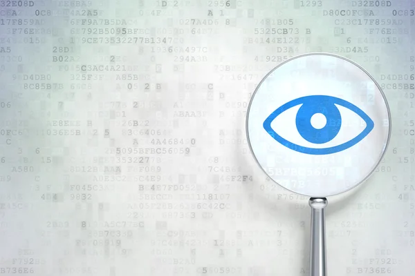 Privacy concept: Eye with optical glass on digital background — Stock Photo, Image