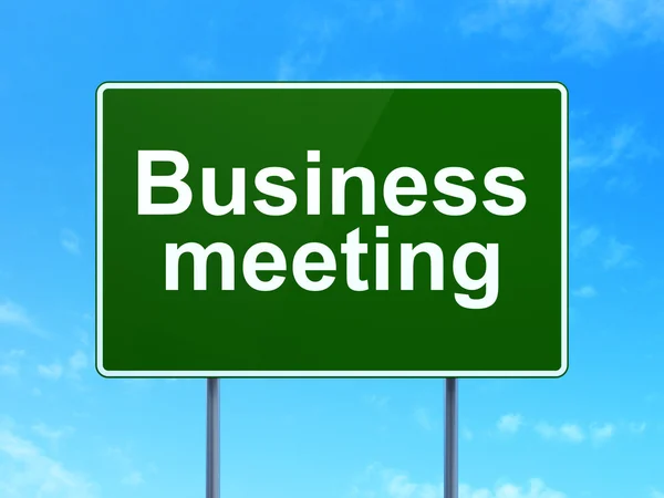 Conceito de financiamento: Business Meeting on road sign background — Fotografia de Stock