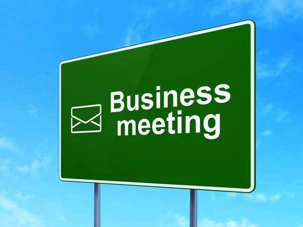 Finance concept: Business Meeting and Email on road sign background — Stock Photo, Image