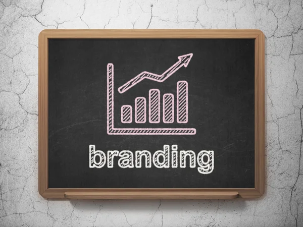 Conceito de marketing: Gráfico de Crescimento e Branding em fundo de quadro — Fotografia de Stock