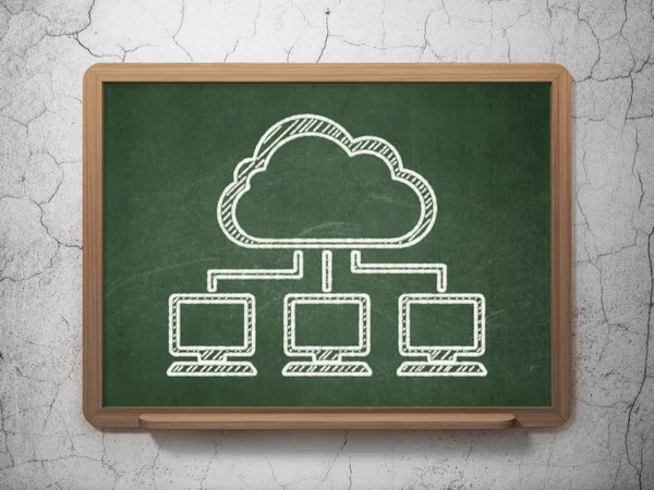 Cloud computing concept: Cloud Network on chalkboard background — Stock Photo, Image