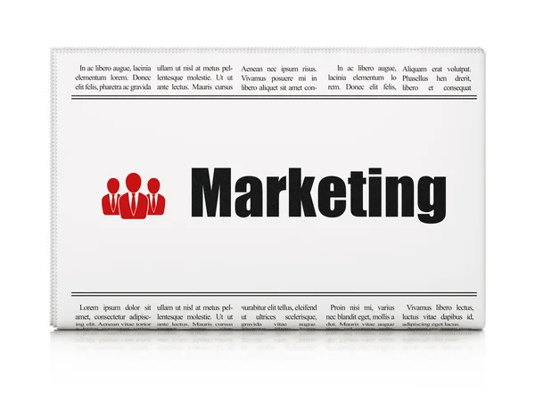 Marketingconcept: krant met marketing en business mensen — Stockfoto