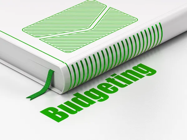 Concetto di finanza: libro Email, Budgeting su sfondo bianco — Foto Stock