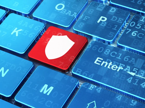 Safety concept: Shield on computer keyboard background — Stock Photo, Image