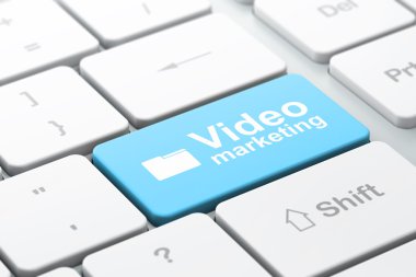 Ekonomi kavramı: klasör ve Video pazarlama bilgisayarda klavye arka plan