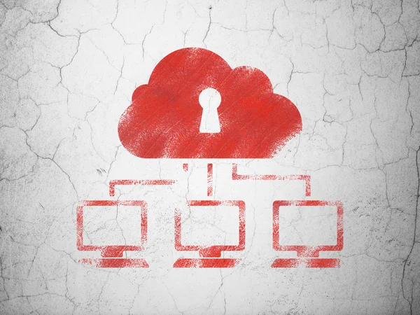 Säkerhetsbegreppet: cloud nätverk på väggen bakgrund — Stockfoto
