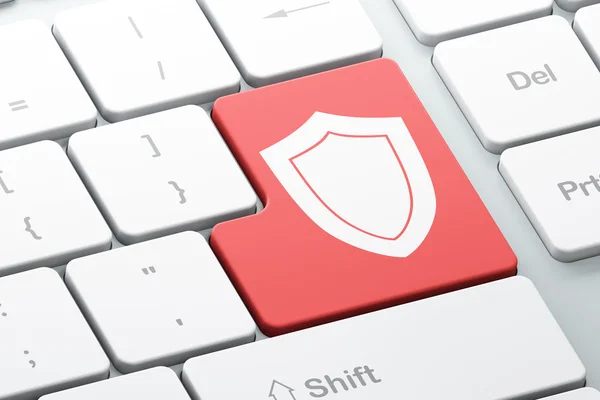 Privacy concept: Shield on computer keyboard background — Stock Photo, Image