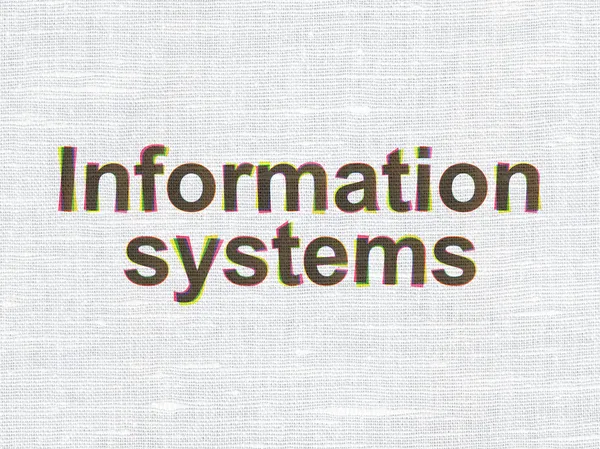 Concept d'information : Systèmes d'information sur fond de texture de tissu — Photo