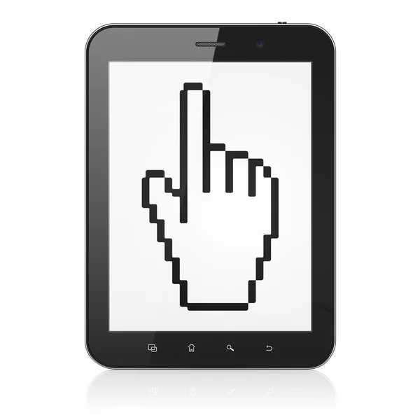 Conceito de Web design: Cursor do mouse no computador tablet pc — Fotografia de Stock