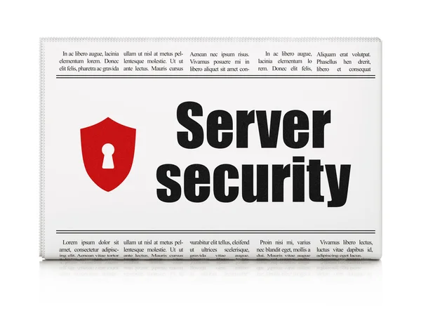 Concetto di privacy: giornale con Server Security e Shield con Keyhole — Foto Stock