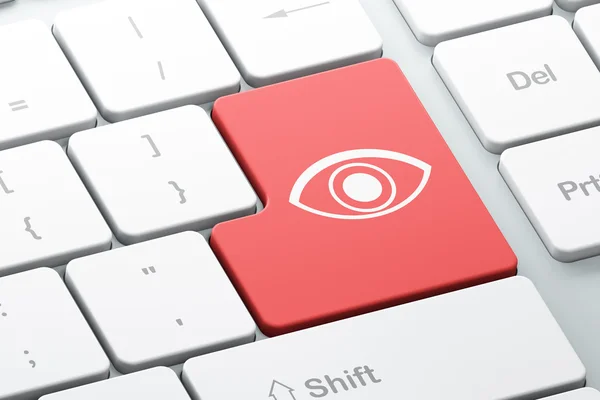 Veiligheidsconcept: oog op computer toetsenbord achtergrond — Stockfoto