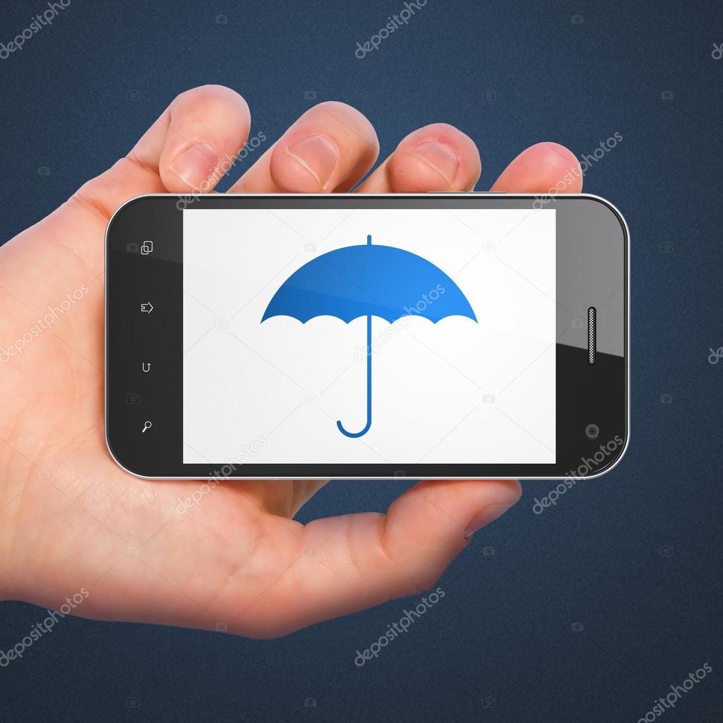 Privacy concept: Umbrella on smartphone