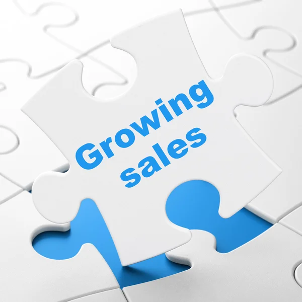 Business concept: Growing Sales on puzzle background — Stock Photo, Image