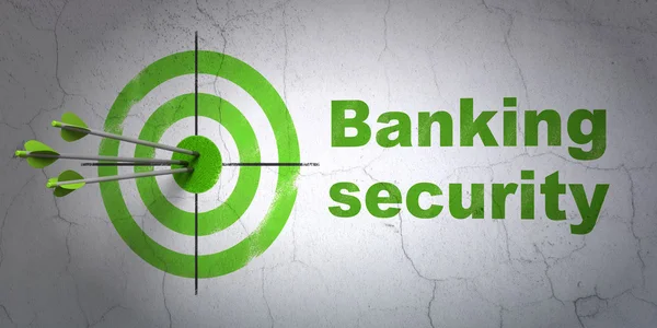 Schutzkonzept: Ziel- und Banksicherheit auf Wandhintergrund — Stockfoto