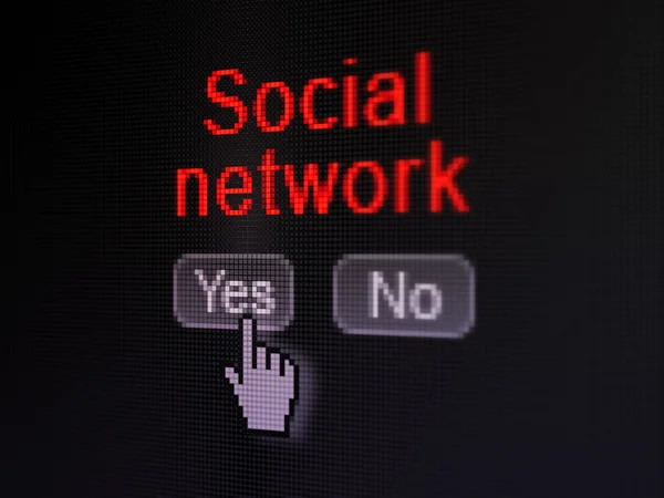 Conceito de mídia social: Rede social na tela do computador digital — Fotografia de Stock