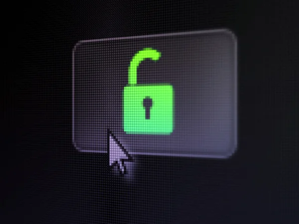 プライバシー概念: デジタル ボタンの背景に南京錠をオープン — ストック写真