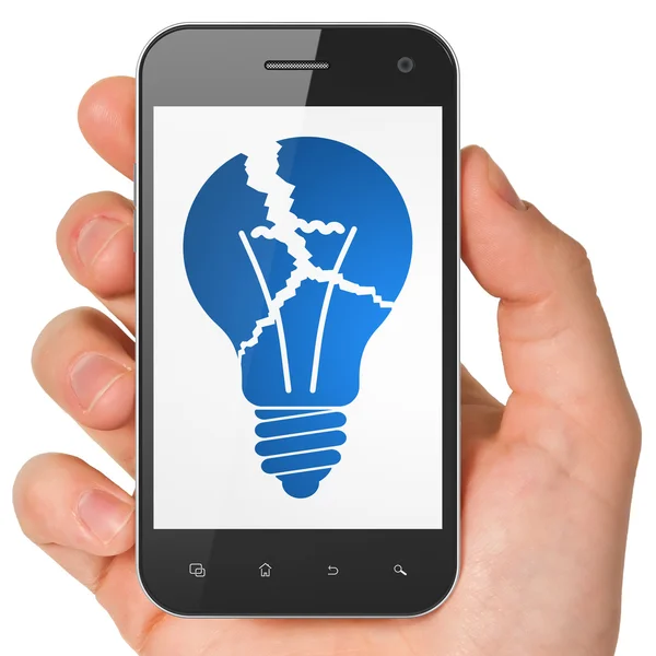 Business concept: Lampadina su smartphone — Foto Stock