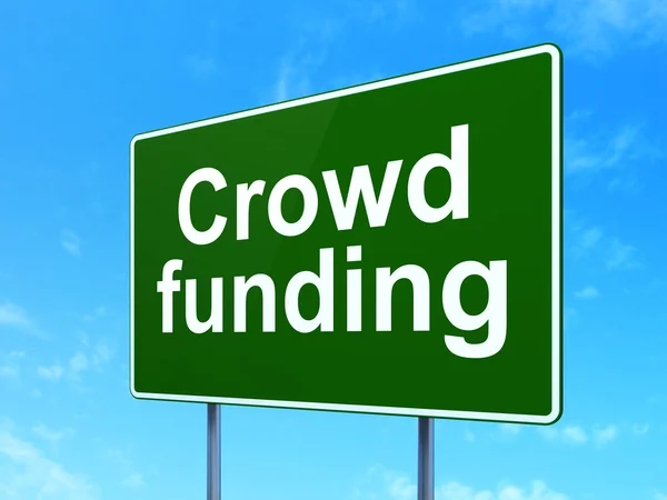 Finans konceptet: folkmassan finansiering på väg tecken bakgrund — Stockfoto