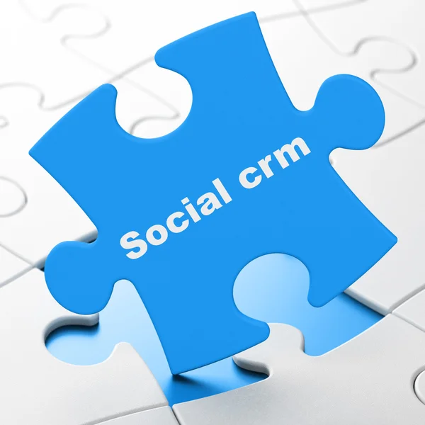 Concept d'entreprise : CRM social sur fond de puzzle — Photo