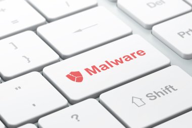koruma kavramı: kalkan ve malware bilgisayar klavye arka plan üzerinde kırık