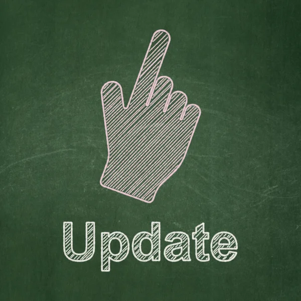 Web design concept: Mouse Cursor and Update on chalkboard background — Stock Photo, Image