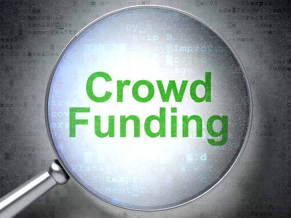 Finance concept: Crowd Funding with optical glass — Stock Photo, Image