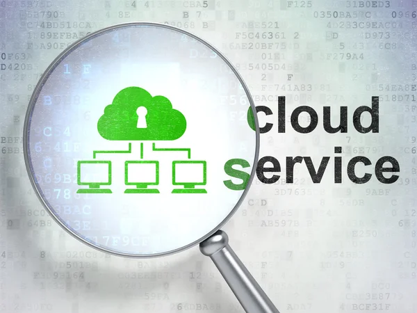 Concetto di cloud computing: Cloud Network e Cloud Service con vetro ottico — Foto Stock