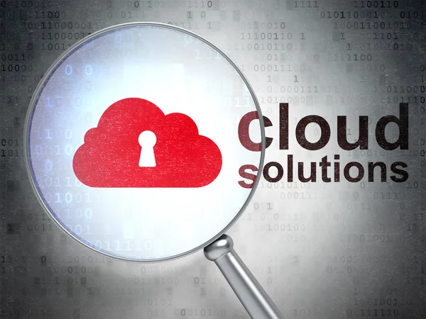 Conceito de tecnologia de nuvem: Cloud With Keyhole e soluções de nuvem com vidro óptico — Fotografia de Stock