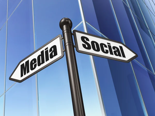 Sociale netværk koncept: tegn Sociale medier på Building baggrund - Stock-foto