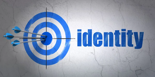 Concept de confidentialité : cible et identité sur fond de mur — Photo