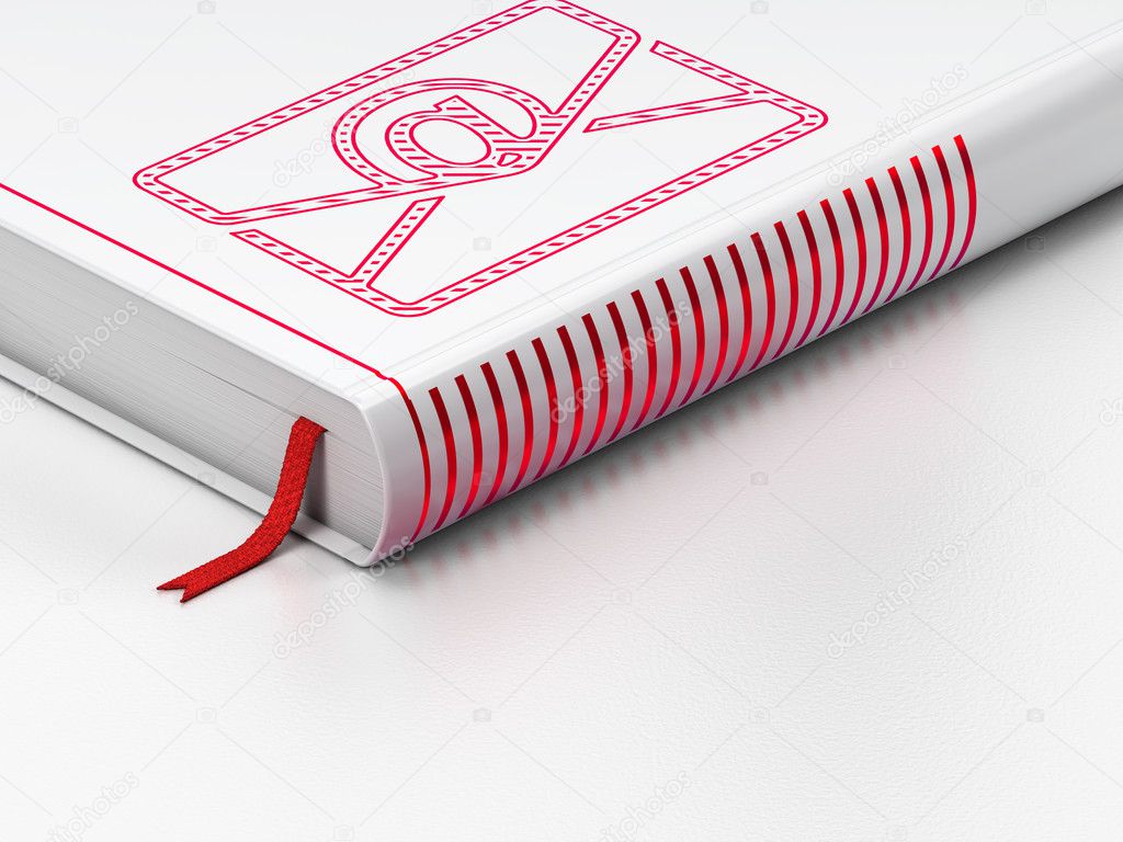 Business concept: closed book, Email on white background