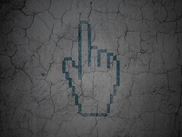 Social network concept: Mouse Cursor on grunge wall background — Stock Photo, Image
