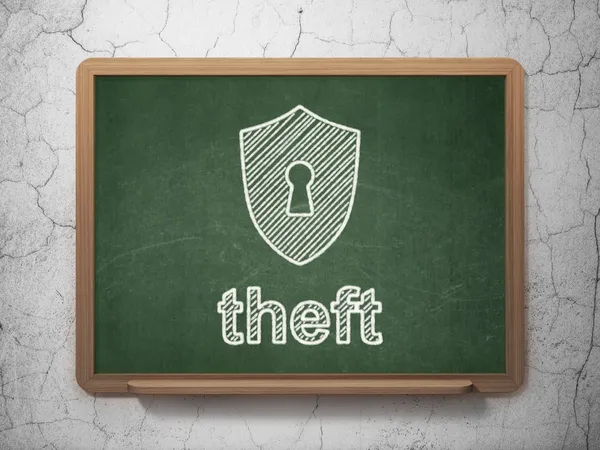 セキュリティの概念: 鍵穴と黒板背景での盗難シールド — ストック写真