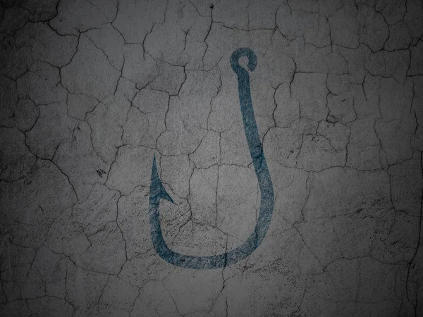 Privacy concept: Fishing Hook on grunge wall background — Stock Photo, Image